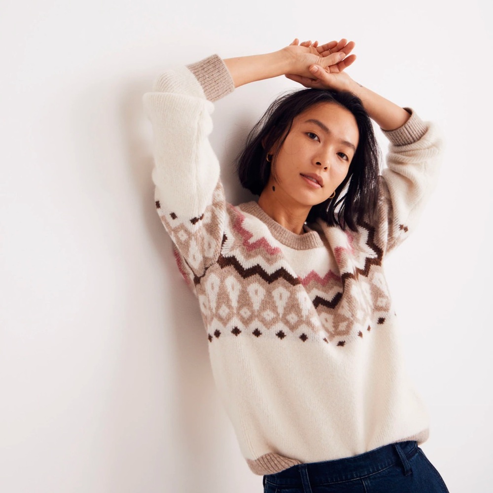 Madewell Fair Isle Markham Pullover Sweater Size Small